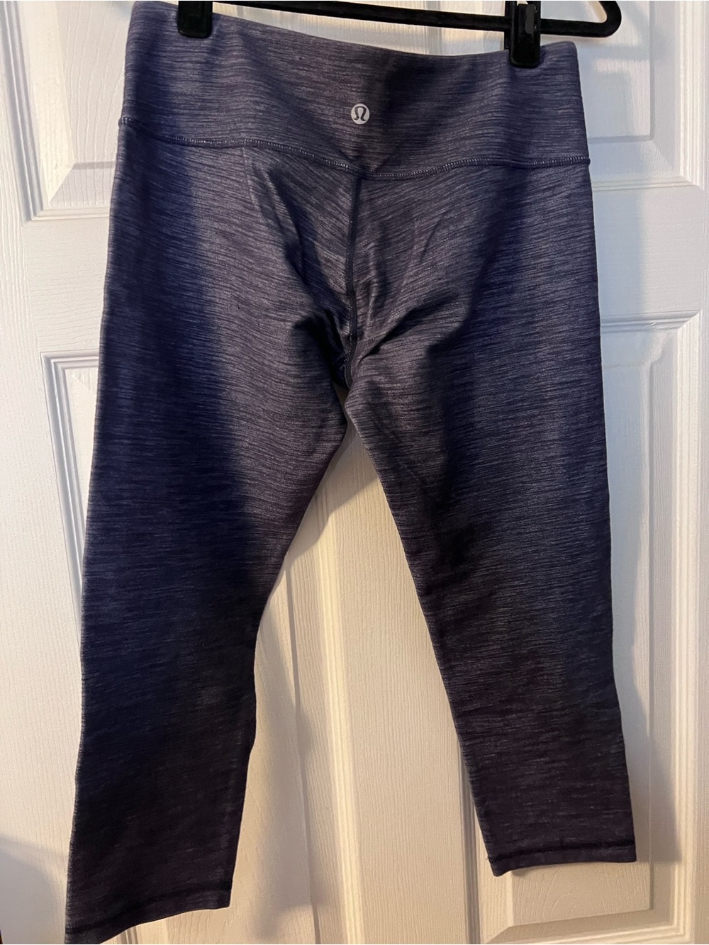#583 Lululemon Wunder Under Crop Denim Deep Indigo White Heather Legging Sz6 EUC - Picture 3 of 4